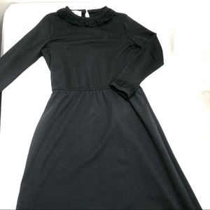 Vintage Black Dress Crocheted Lace Butte Knit 70s